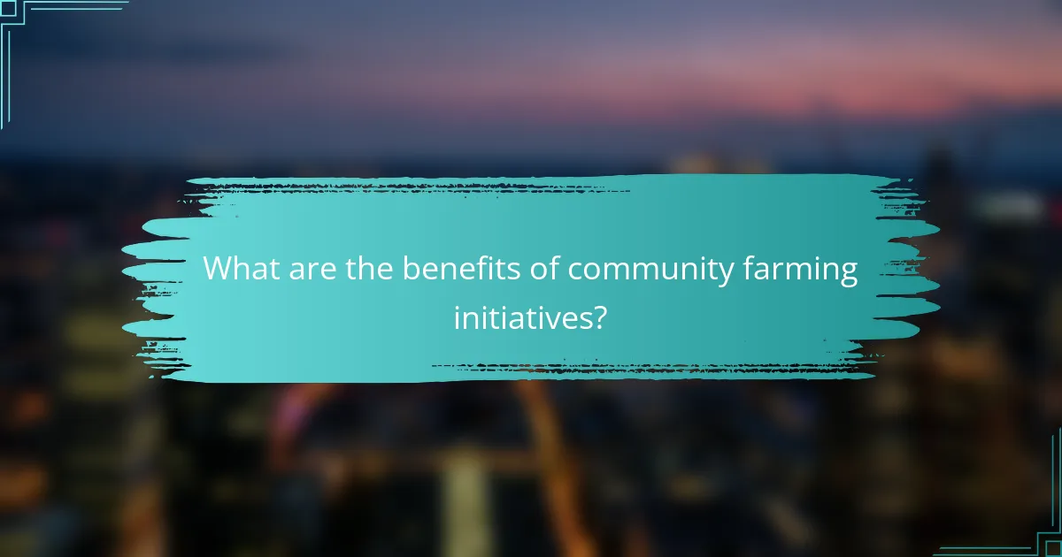 What are the benefits of community farming initiatives?